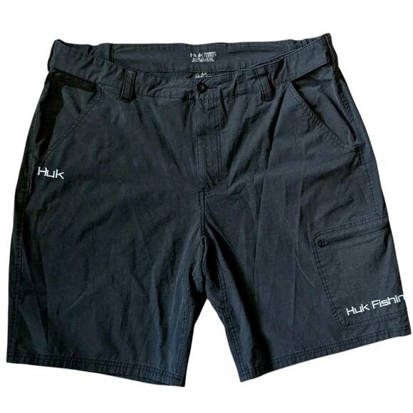 HUK Next Level Black Fishing Shorts Cargo Performance Men XXL 42 Outdoor 10" - Picture 1 of 9